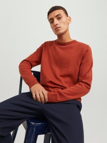 Jack & Jones Plain Crew Neck Jumper -Cinnabar - 12137190