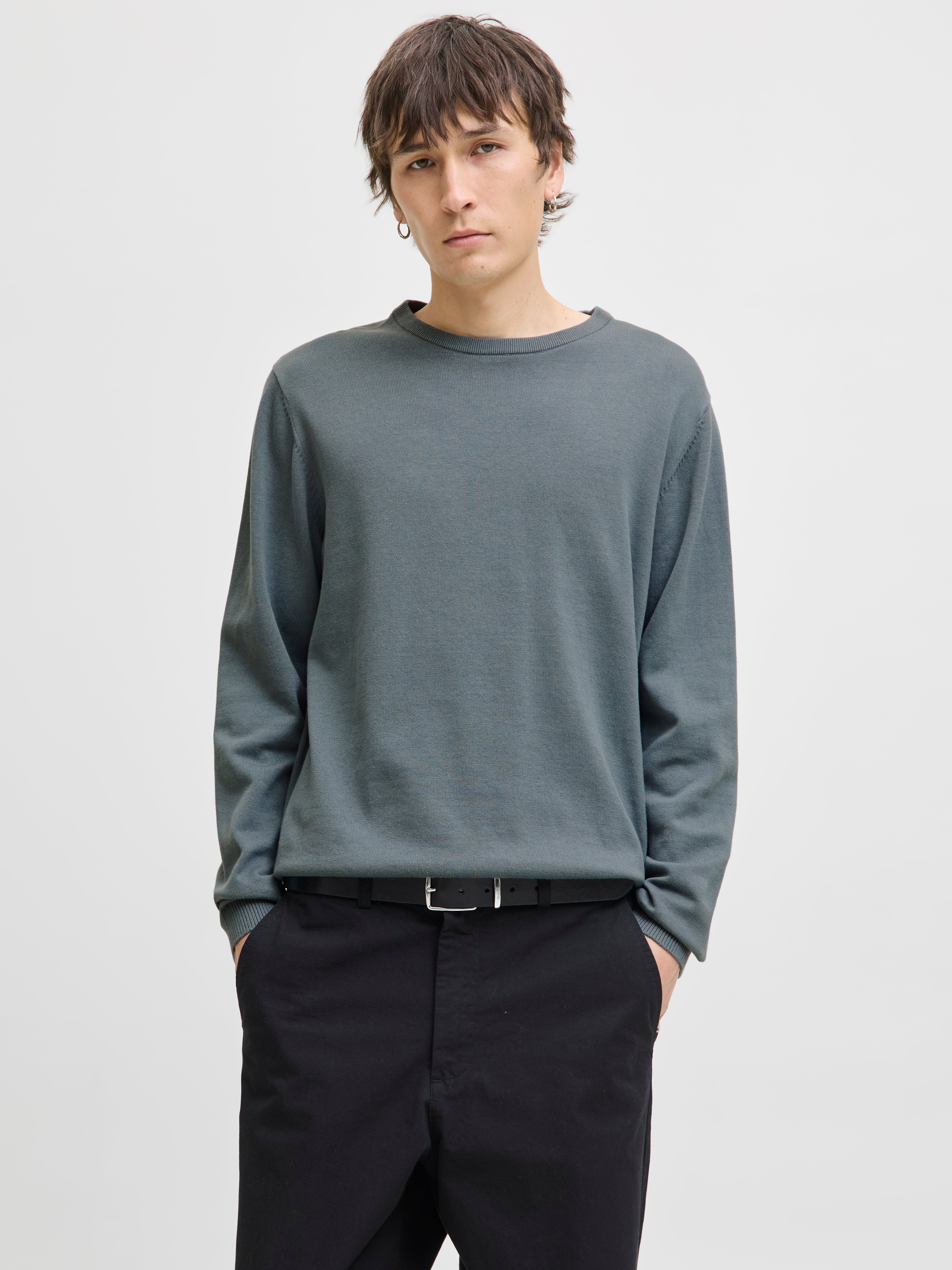 Einfarbig Strickpullover