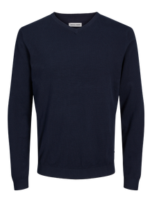 Jack & Jones Einfarbig Strickpullover -Navy Blazer - 12137194