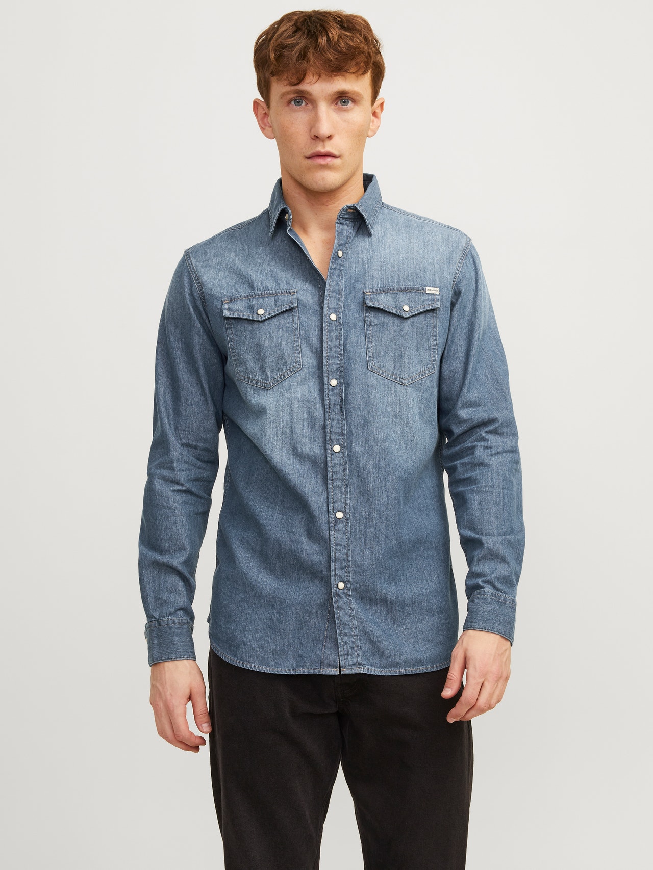 Jack & Jones Slim Fit Džinsiniai marškiniai -Medium Blue Denim - 12138115