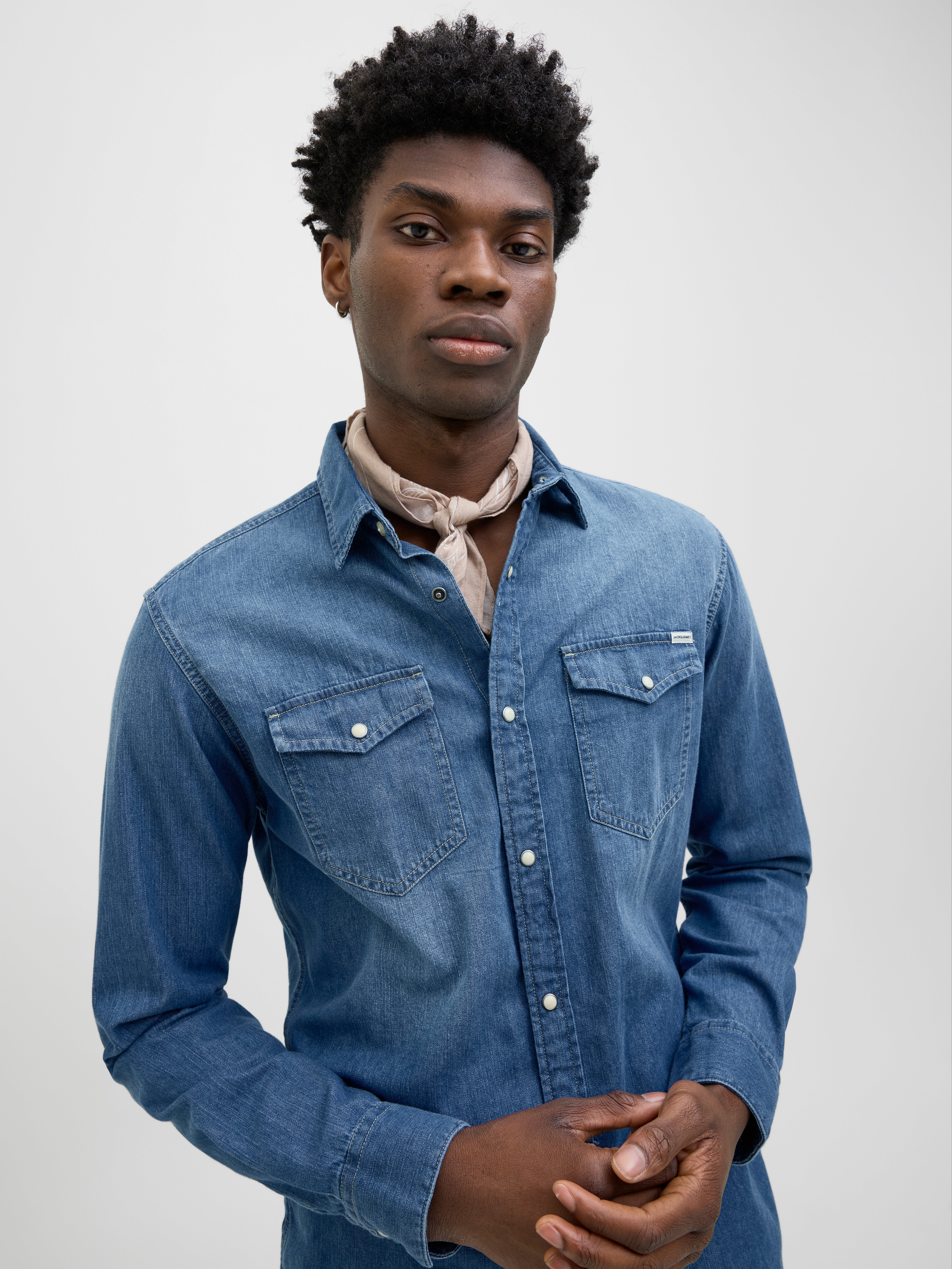 Slim Fit Jack And Jones Hemd Blau Comfort Fit Jeanshemd Mittelblau