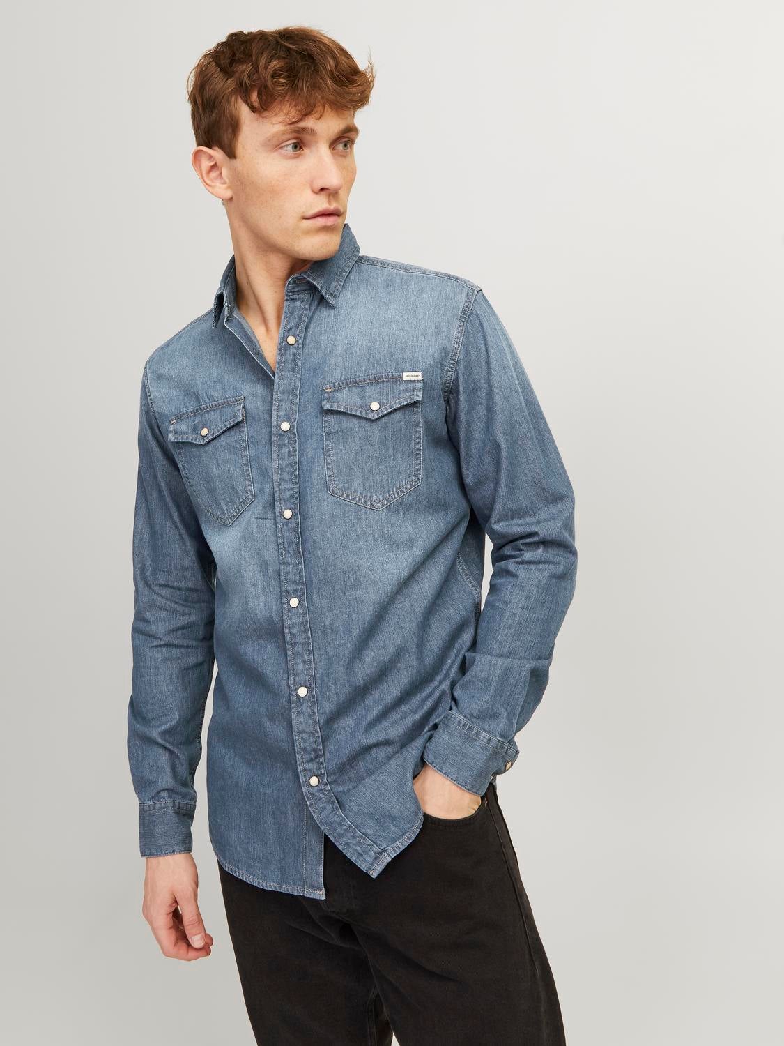 Chemise jean noir online homme