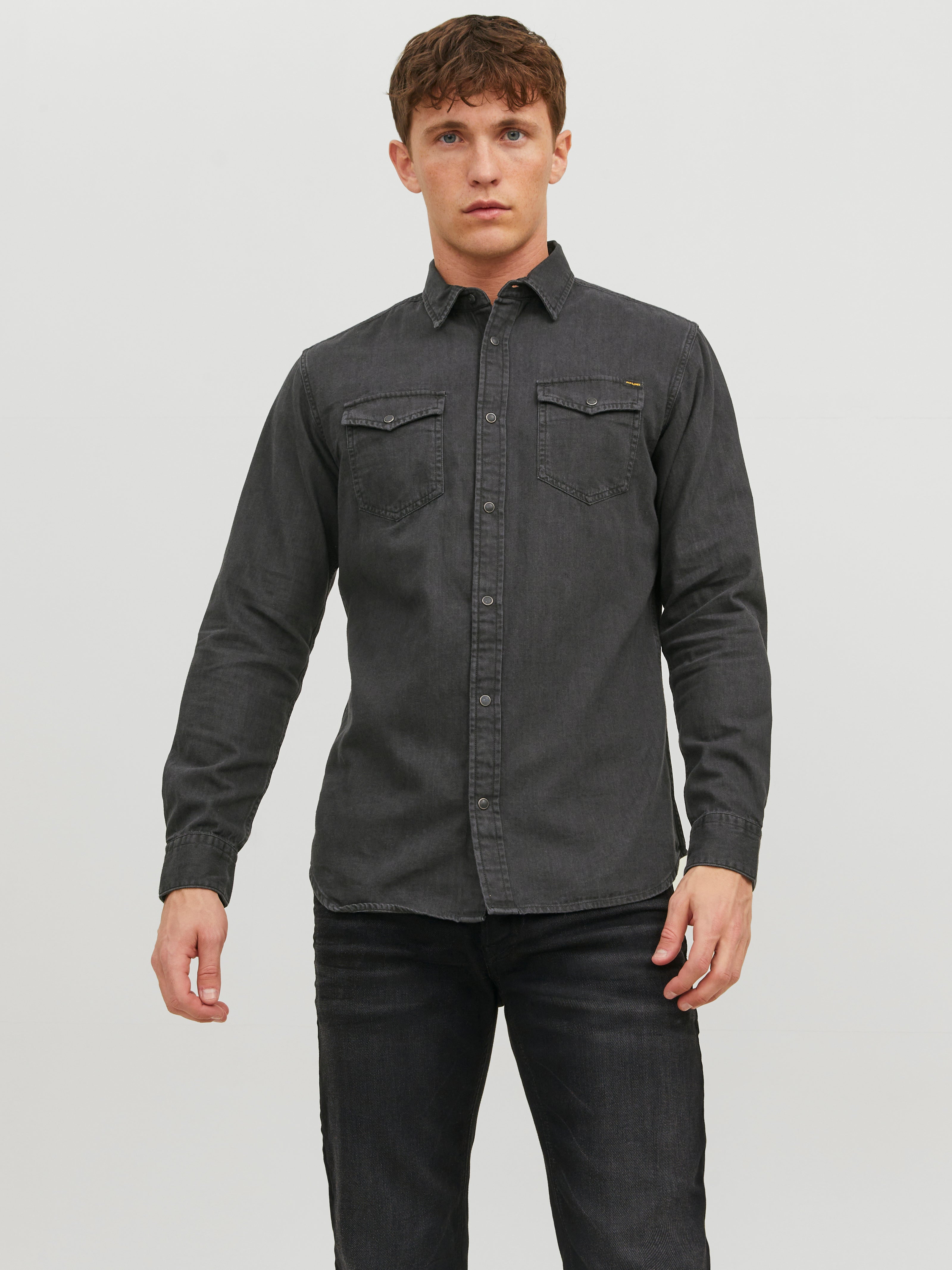 Buy Black Denim Full Sleeves Shirt for Men