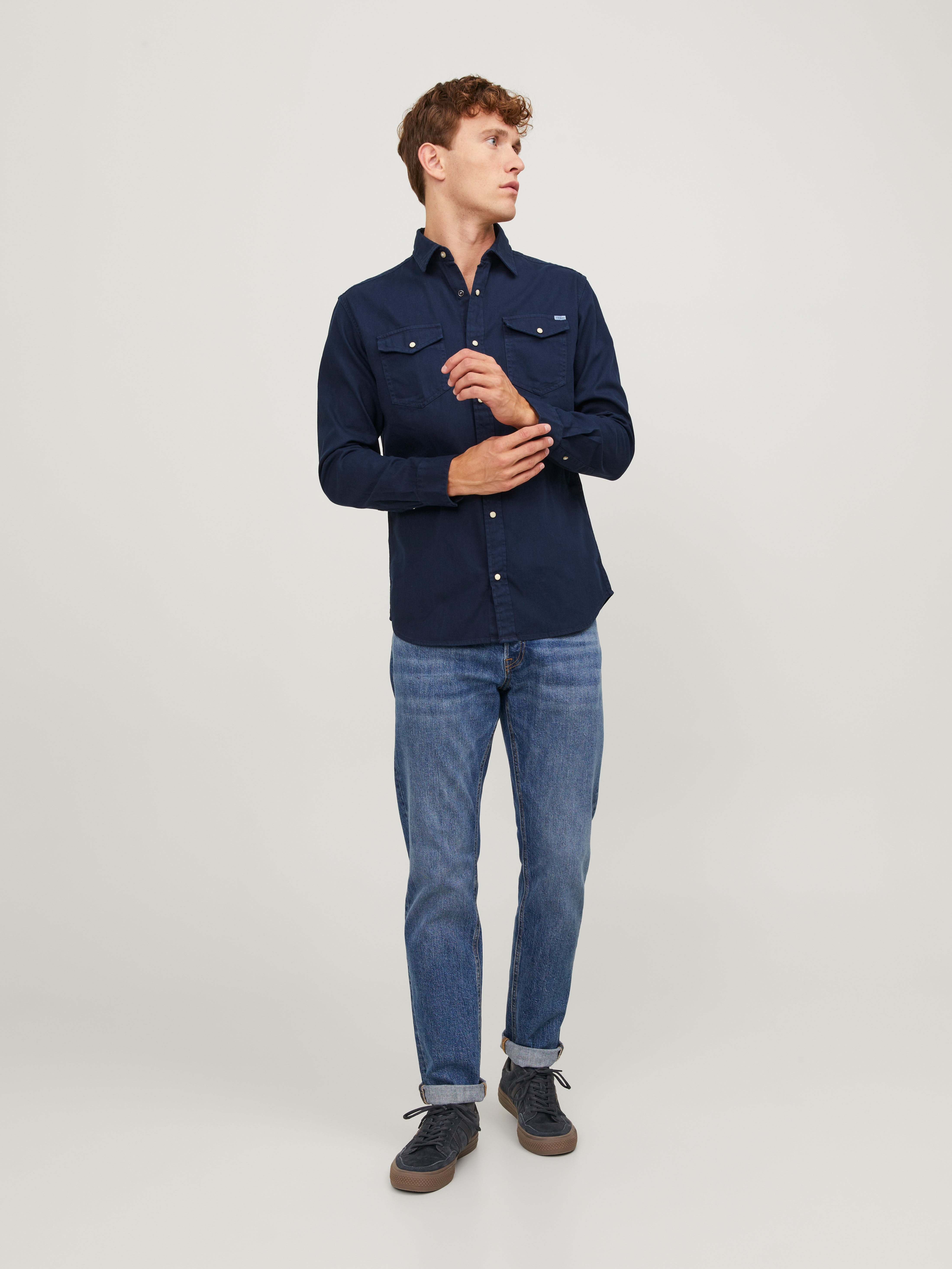 Comfort Fit Jeanshemd Dunkelblau Jack Jones®