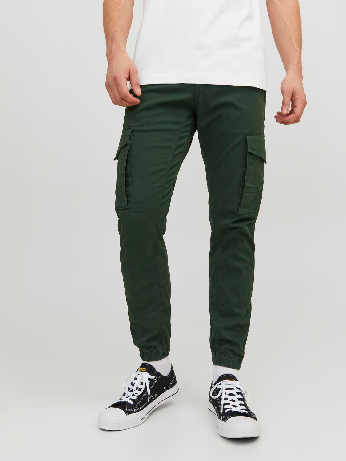 Men's Jack Jones Paul Warner Slim Fit Cargo Pants in Green - Walmart.com