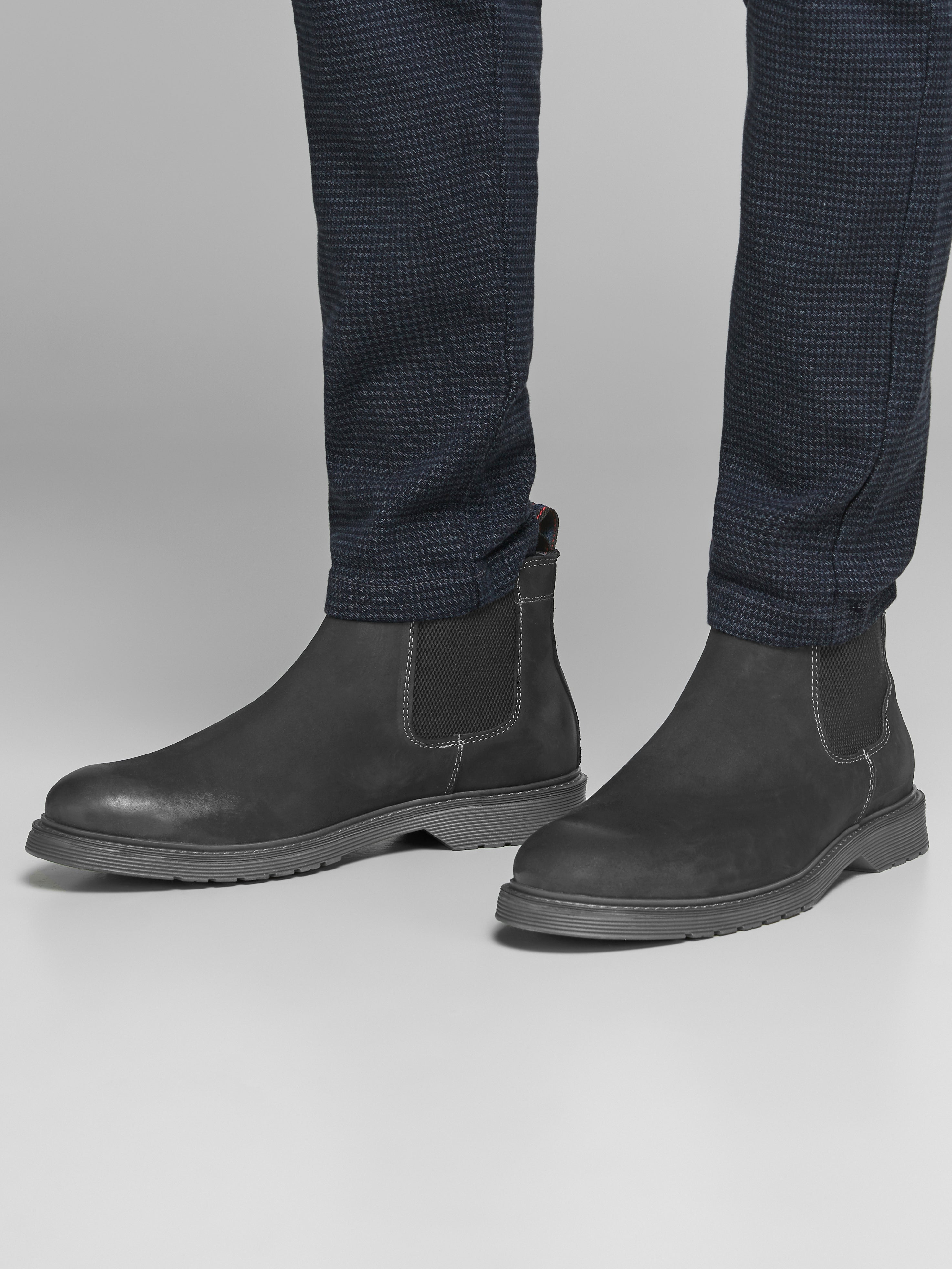 Homme Chaussures Bottes Bottes habillées Bottines chelsea basses en cuir lisse Synthétique Jack & Jones pour homme en coloris Noir 