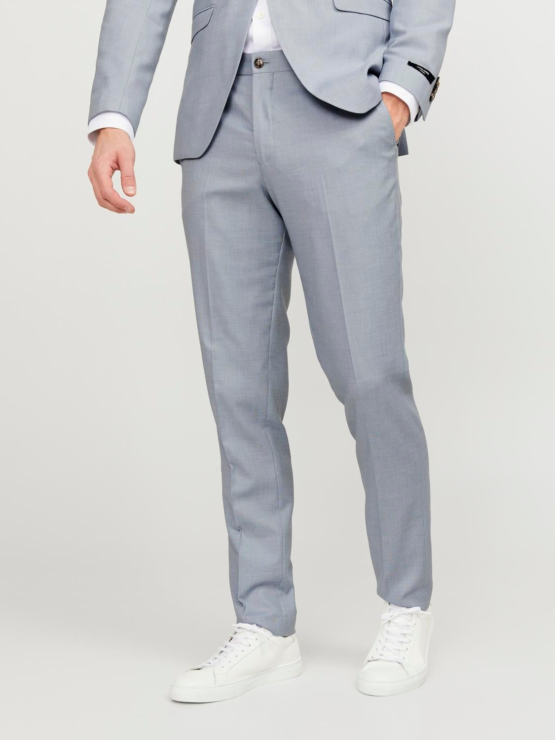 WES Formals by Westside Solid Dark Grey Ultra Slim Fit Trousers