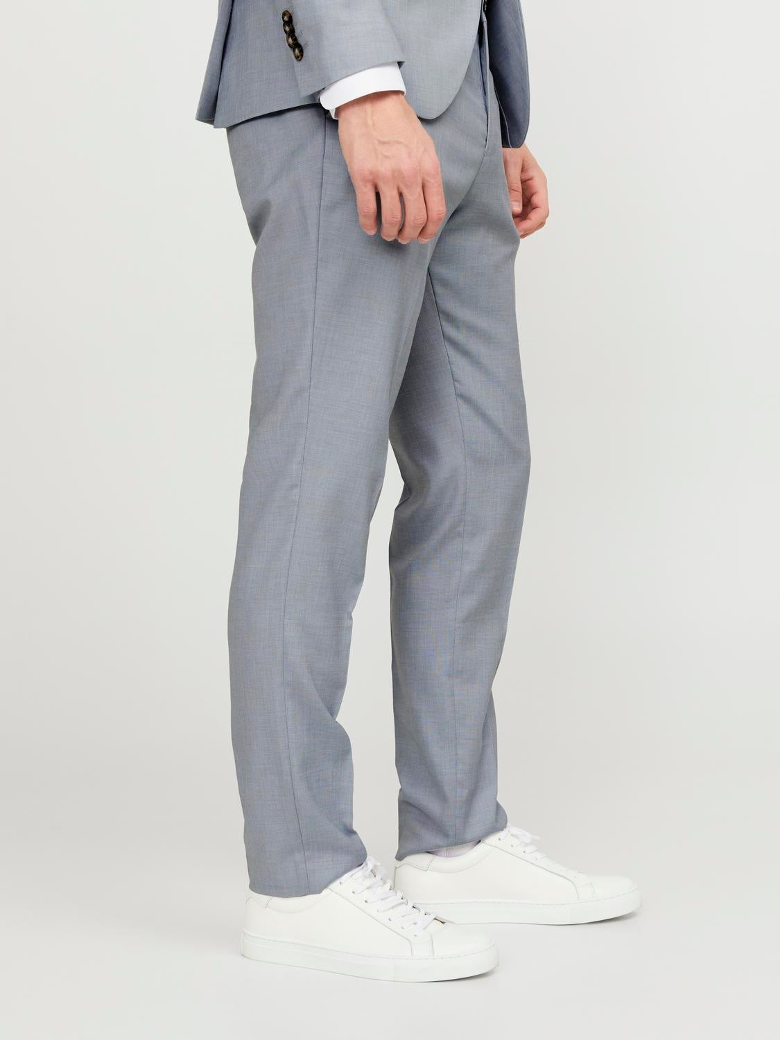 Van Heusen Light Grey Slim Fit Self Pattern Trousers
