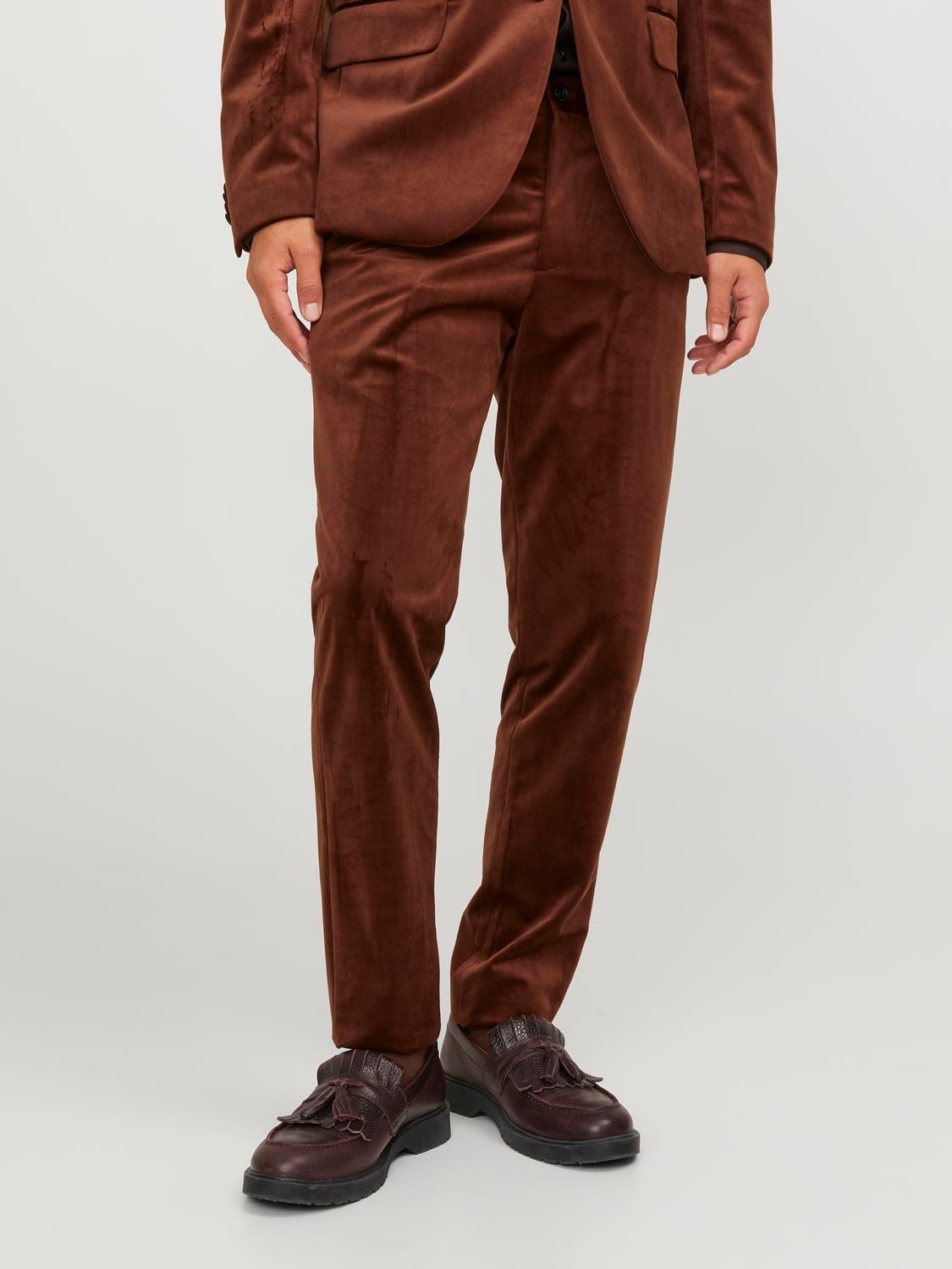 JPRVELVET Regular Fit Tailored Trousers, Medium Brown