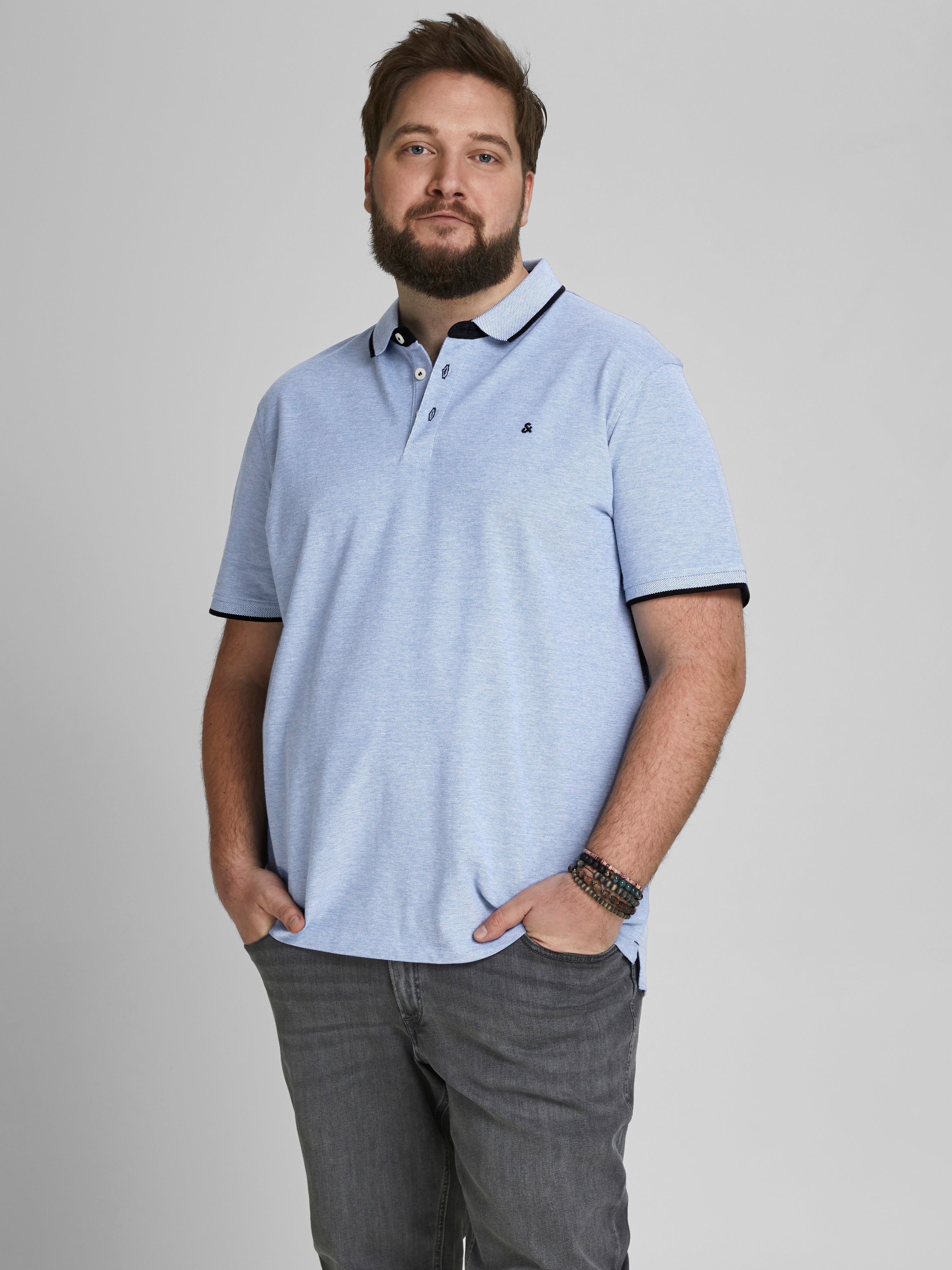 Thumbnail - Plus Size Einfarbig Poloshirt