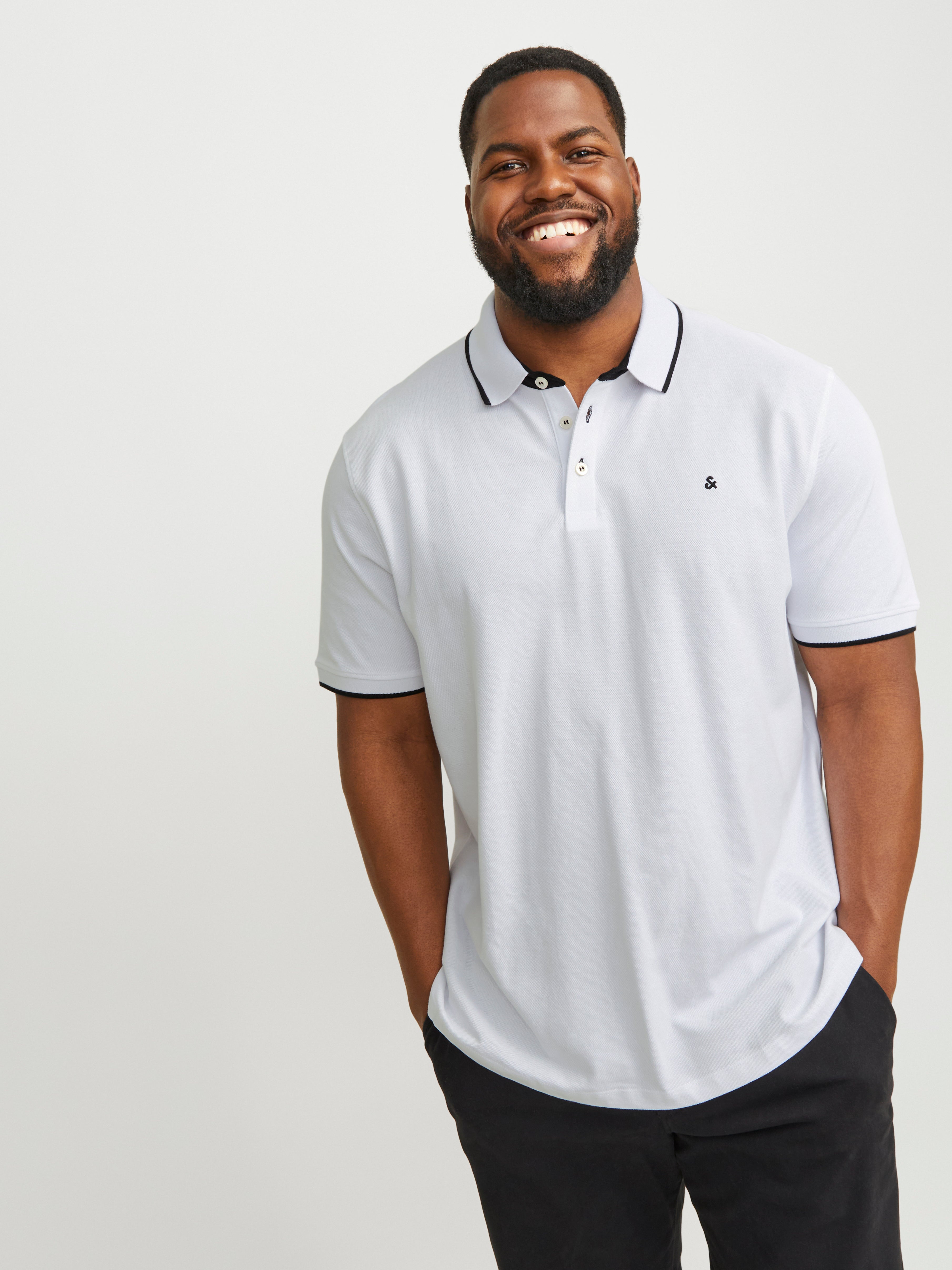 Plus Size Plain Polo White Jack Jones