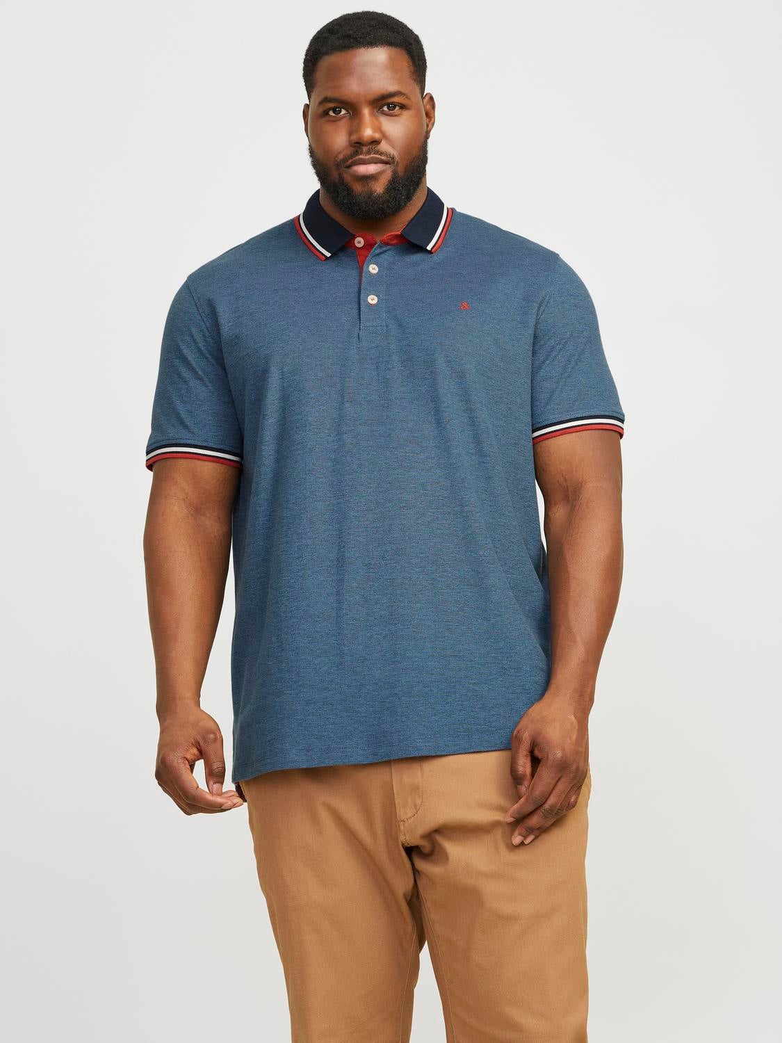 Plus Size Einfarbig Poloshirt