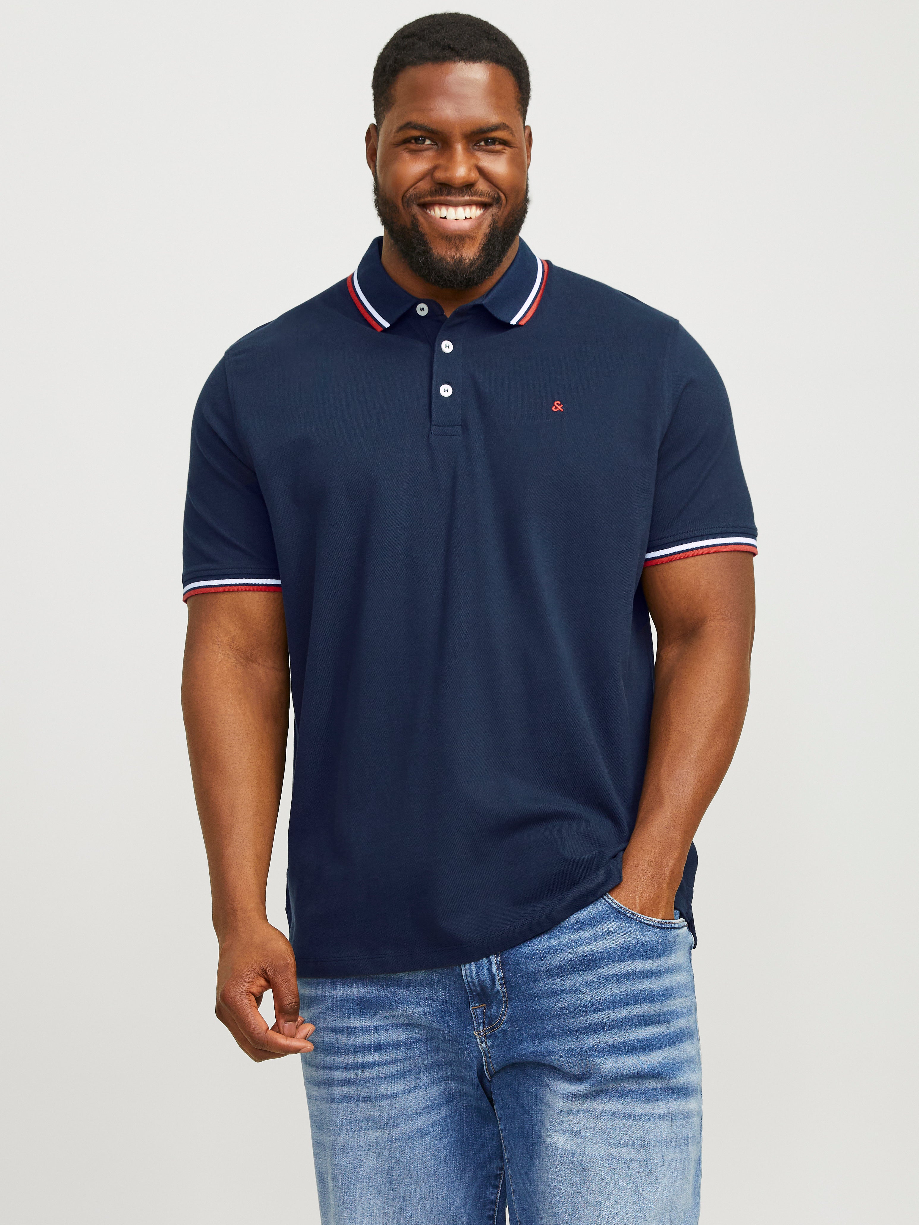 Plus Size Einfarbig Poloshirt