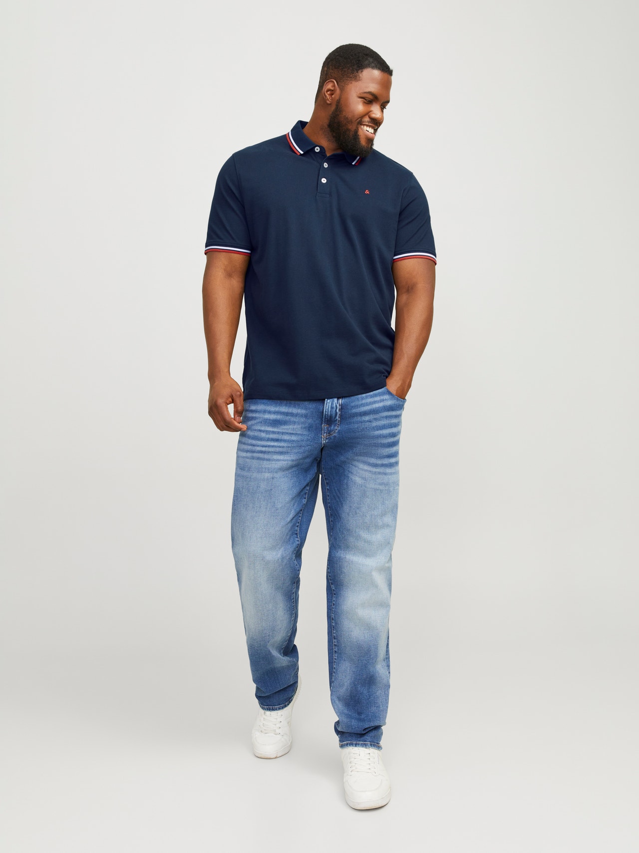 Jack & Jones Plus Size Gładki T-shirt -Navy Blazer - 12143859