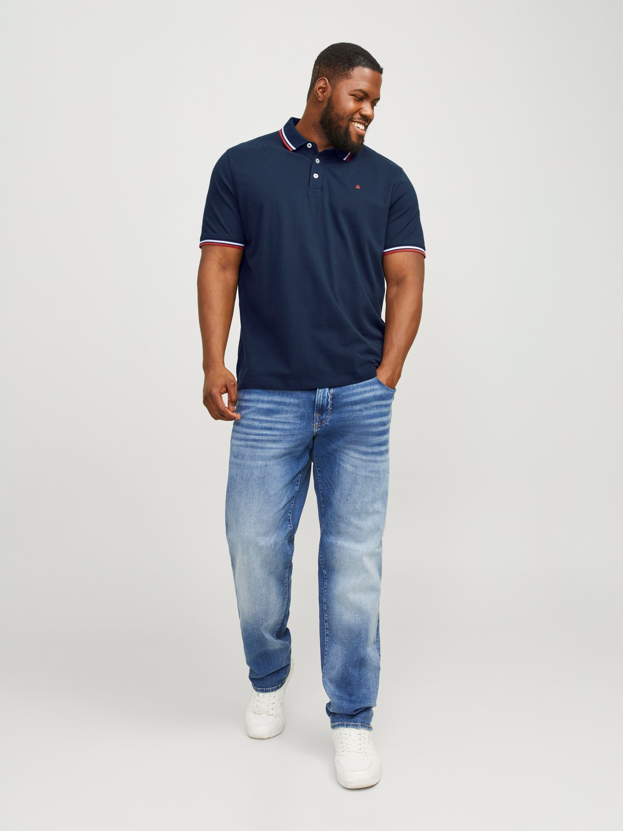 Jack & Jones Plus Size Plain Polo -Navy Blazer - 12143859