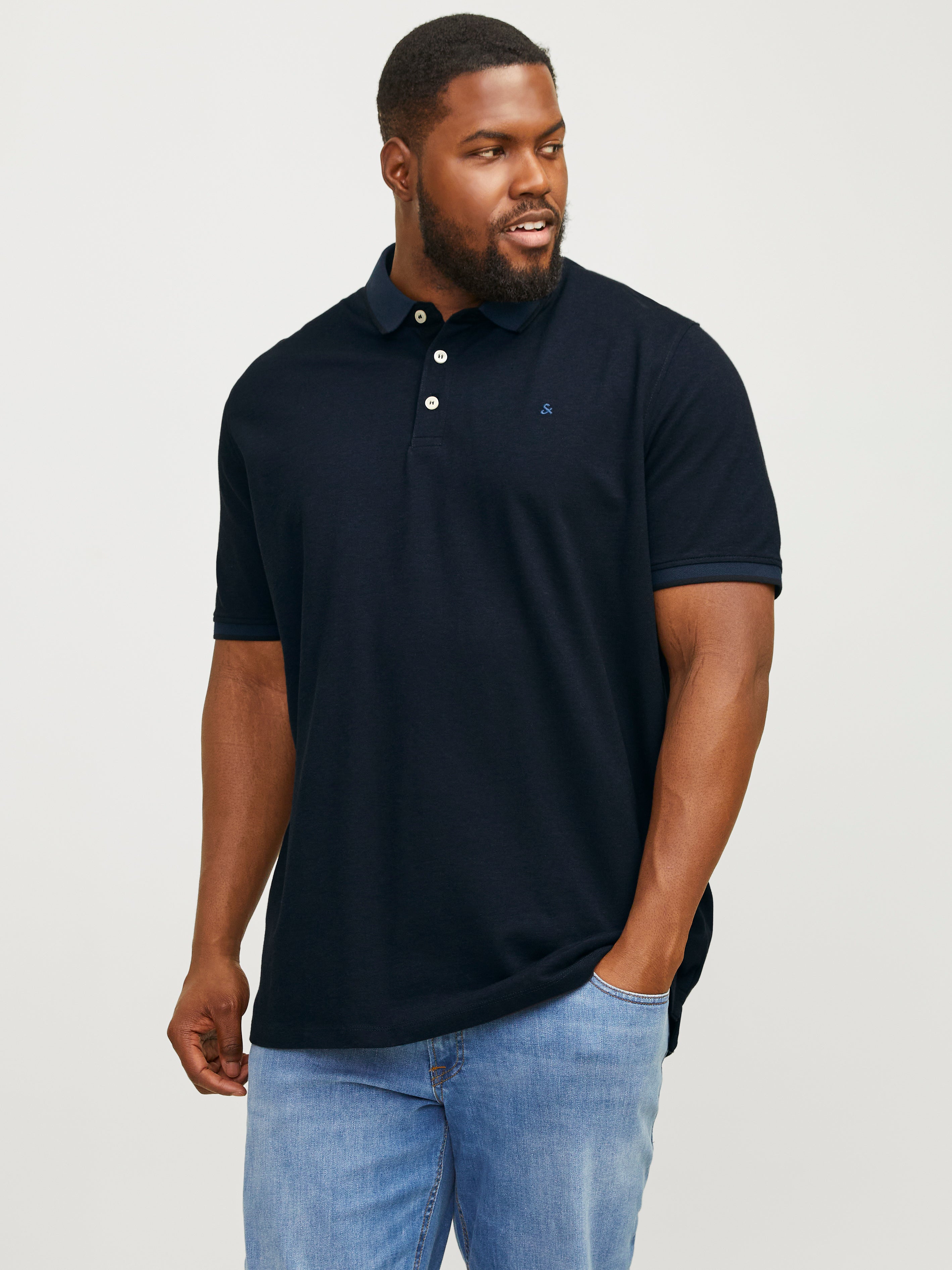 Thumbnail - Plus Size Einfarbig Poloshirt