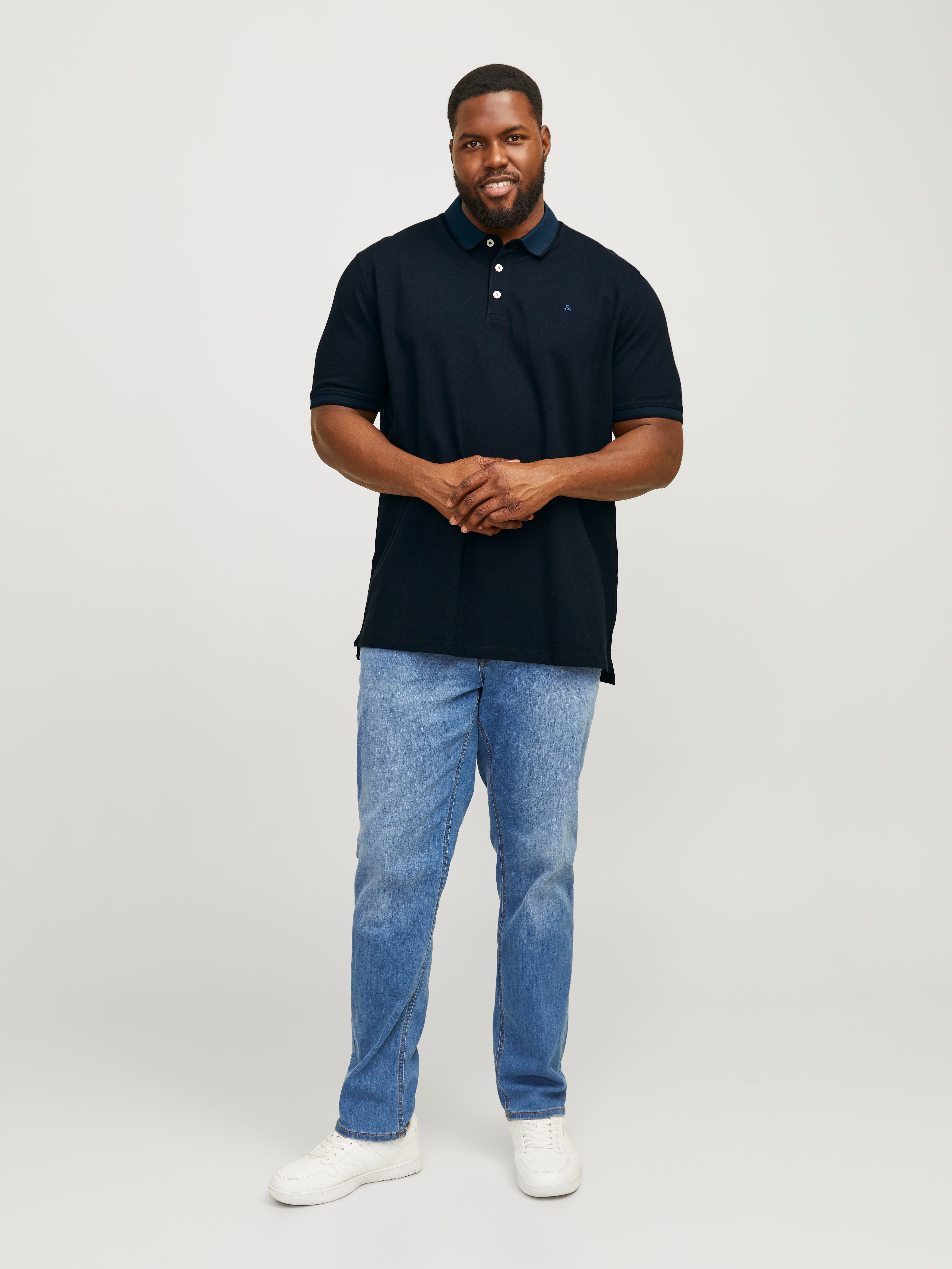 Thumbnail - Plus Size Einfarbig Poloshirt