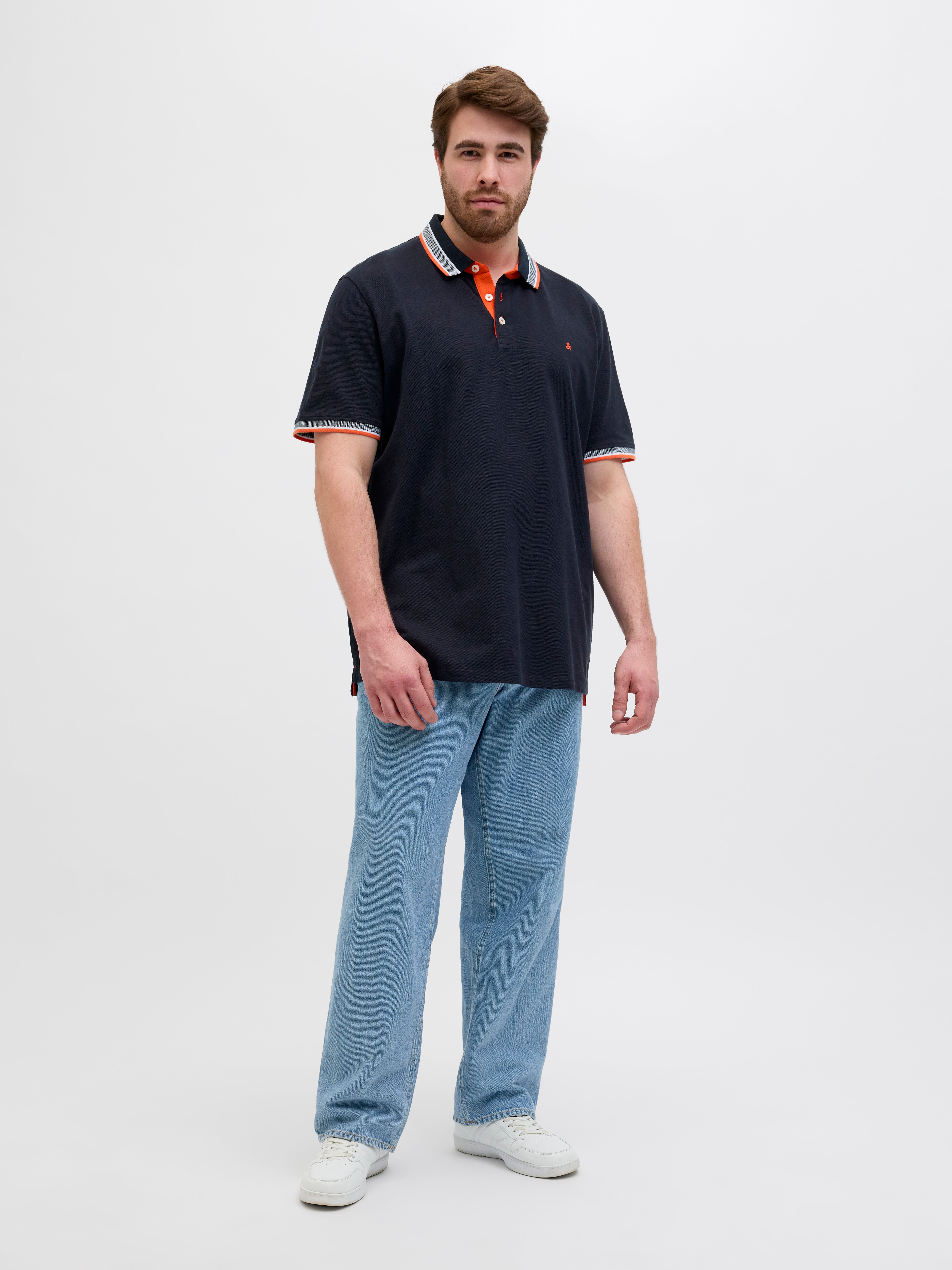 Thumbnail - Plus Size Einfarbig Poloshirt