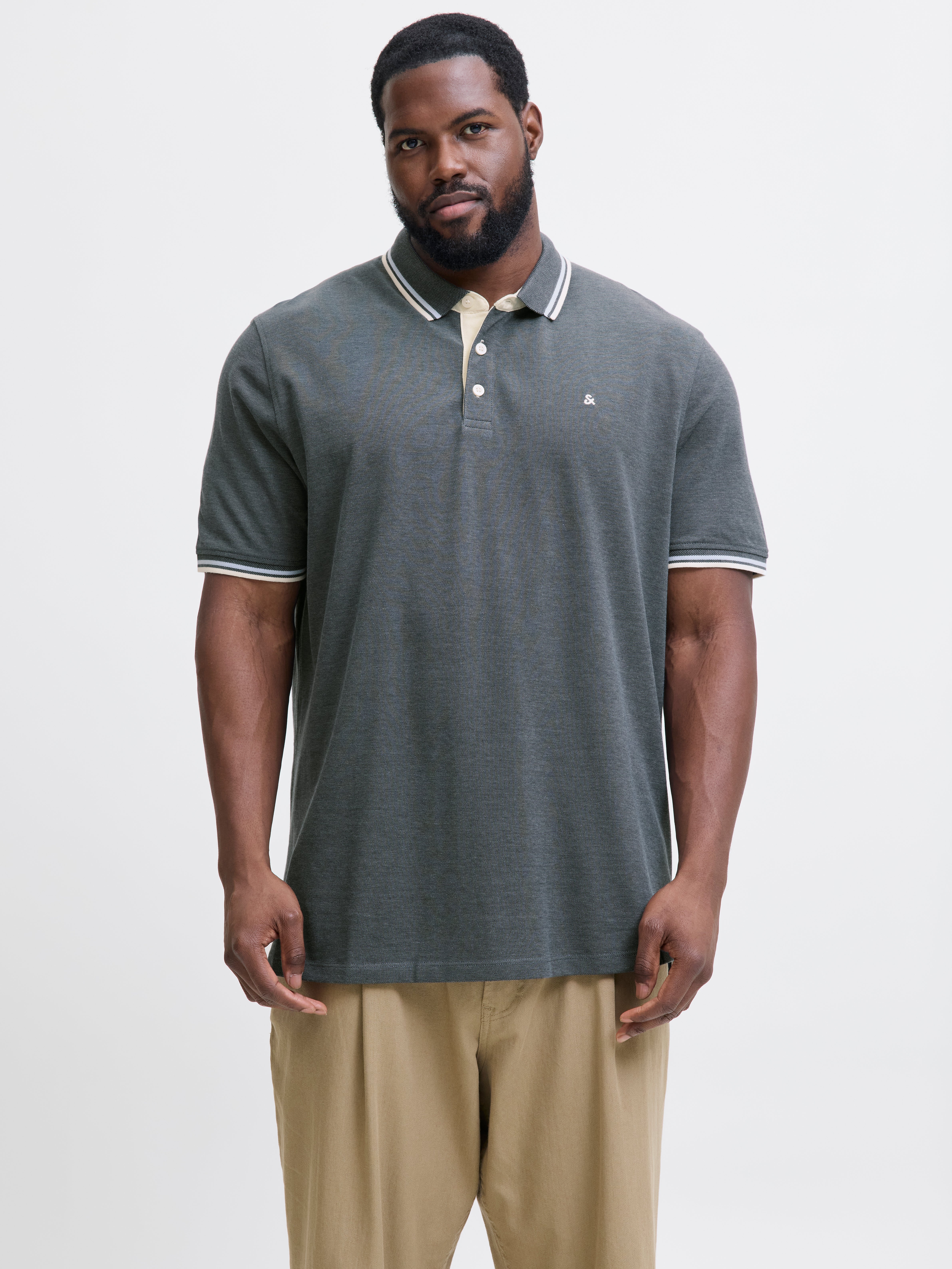 Thumbnail - Plus Size Einfarbig Poloshirt