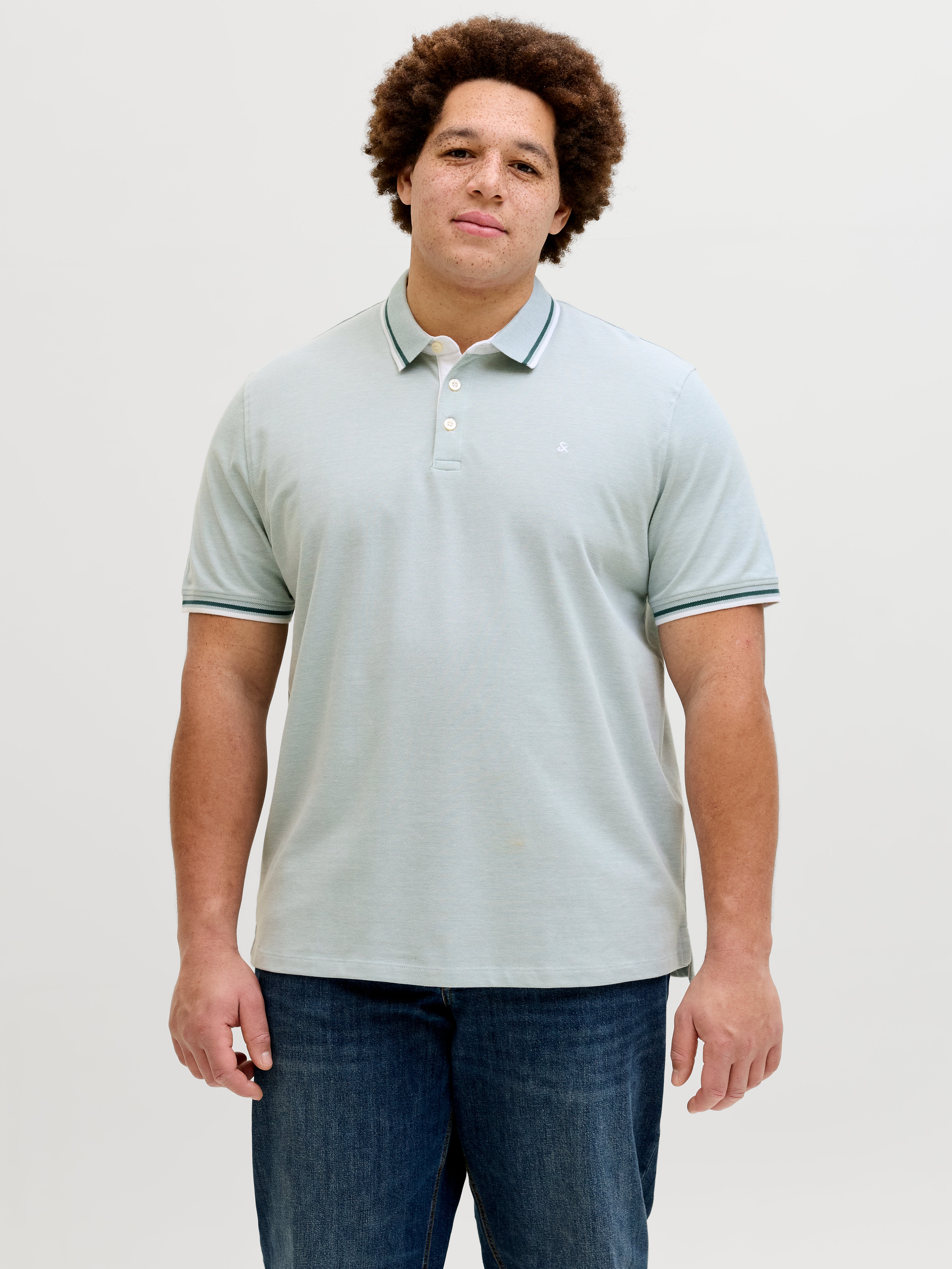 Thumbnail - Plus Size Einfarbig Poloshirt