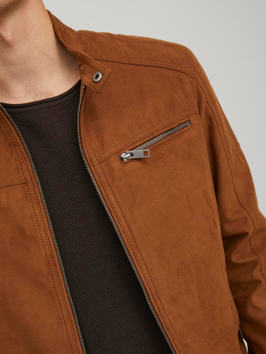 Jack & Jones Leather jacket - cognac - Zalando.de