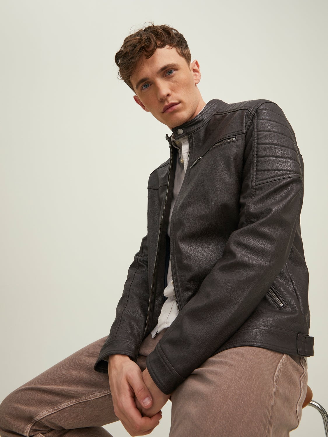 Jack and jones premium leather outlet jacket