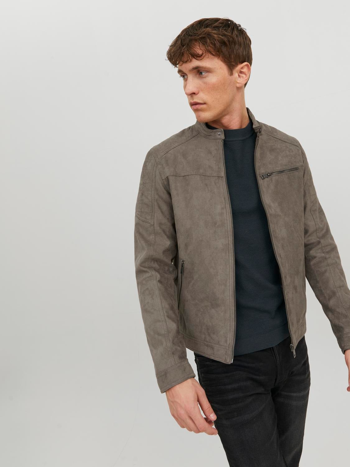 Mens suede shop jacket grey