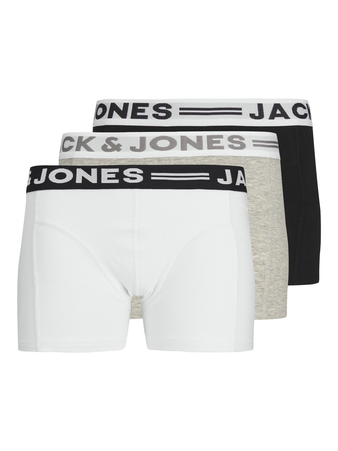 Jack & Jones 3-balení Trenýrky Junior -Light Grey Melange - 12149293