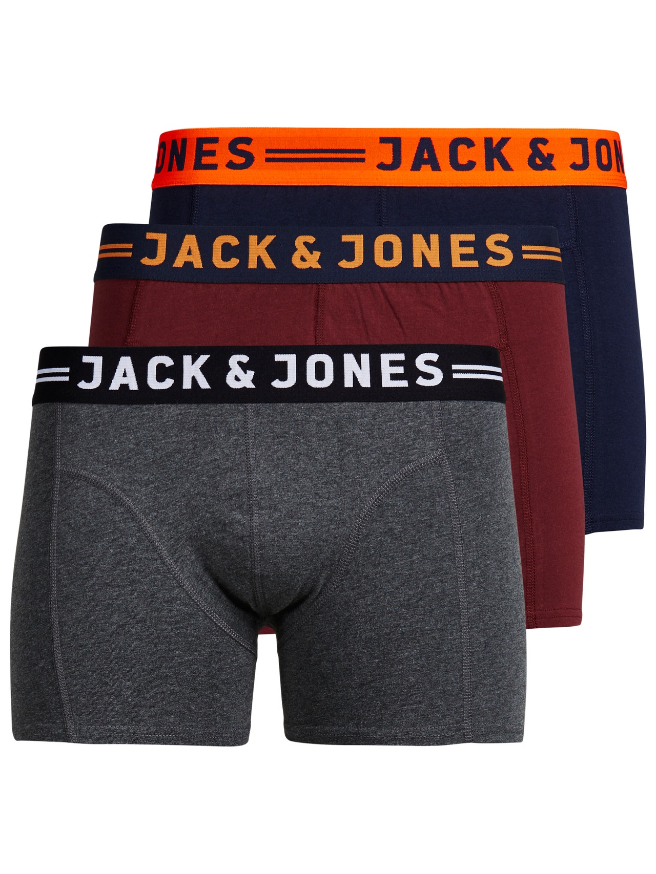 Jack & Jones 3-pak Trunks Til drenge -Dark Grey Melange - 12149294