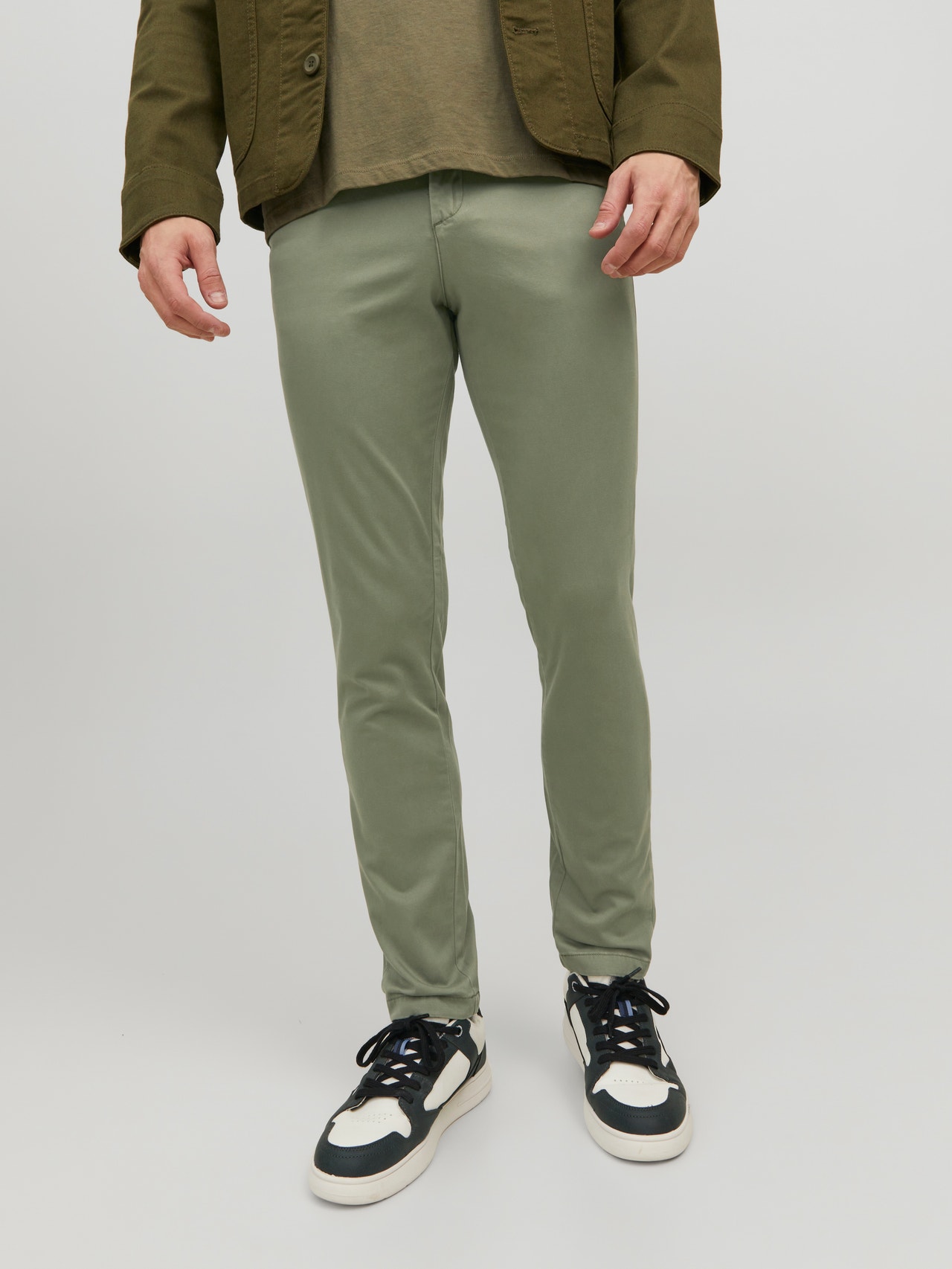 Jack & Jones Slim Fit Puuvillased püksid -Deep Lichen Green - 12150148