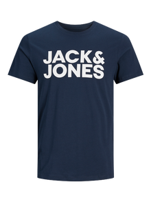 Jack & Jones Logo O-Neck T-shirt -Navy Blazer - 12151955
