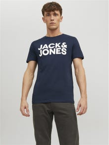Jack & Jones Logo O-Neck T-shirt -Navy Blazer - 12151955