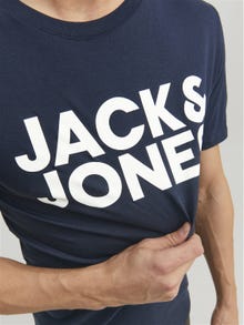 Jack & Jones Logo Ümmargune kaelus T-särk -Navy Blazer - 12151955