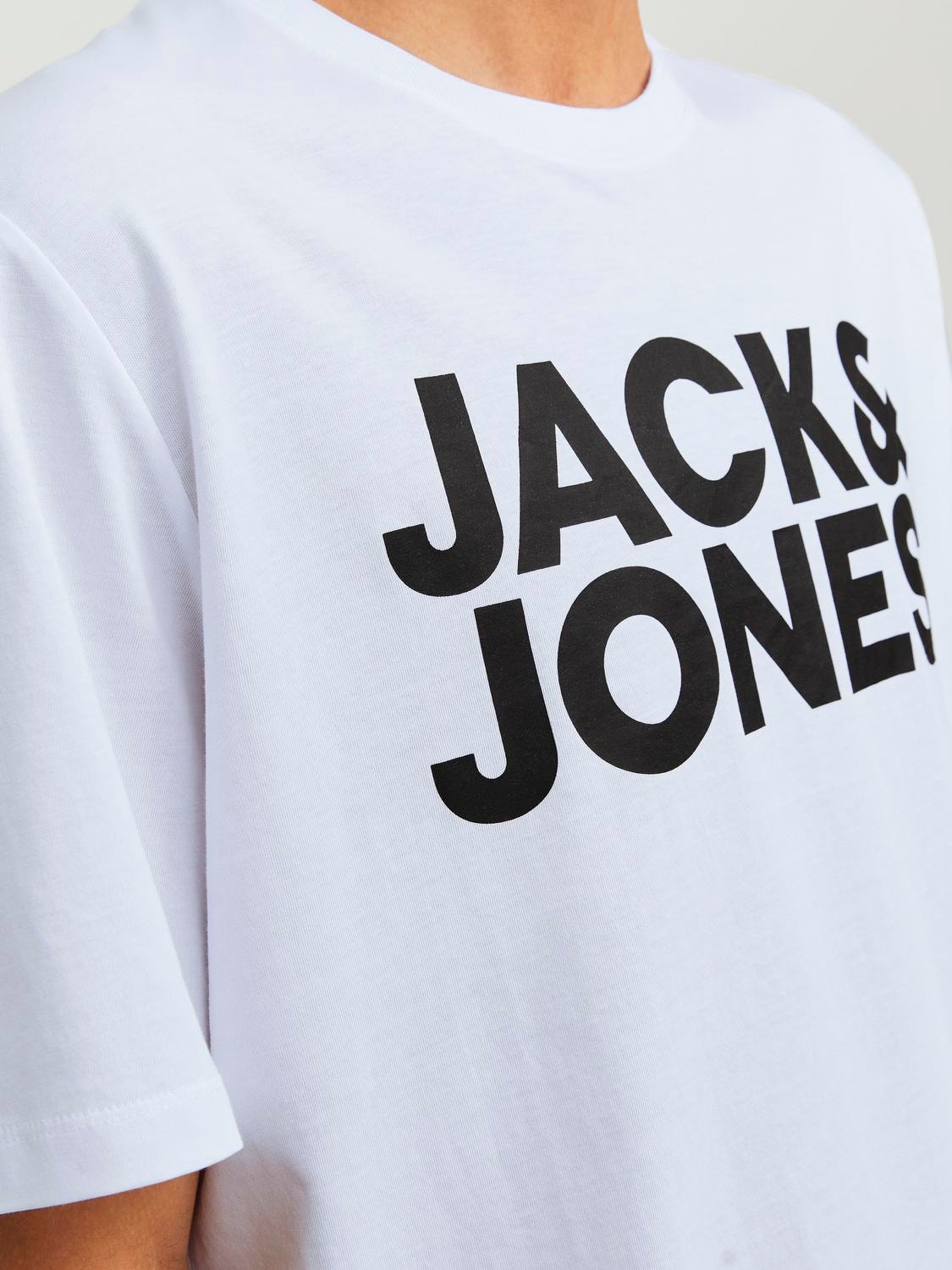 Jack & Jones Logo Pyöreä pääntie T-paita -White - 12151955