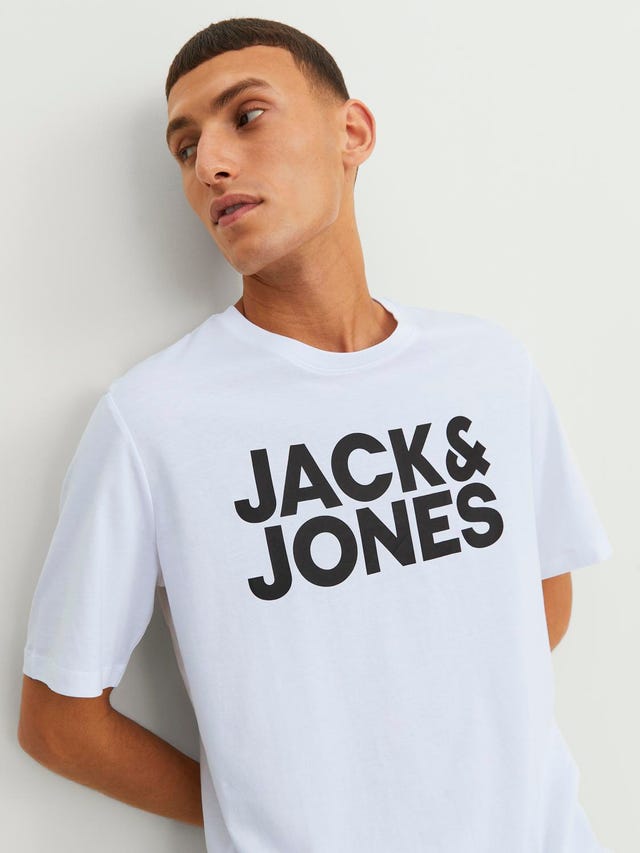Jack & Jones Logo Ümmargune kaelus T-särk - 12151955