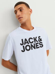 Jack & Jones Logotipas Apskritas kaklas Marškinėliai -White - 12151955