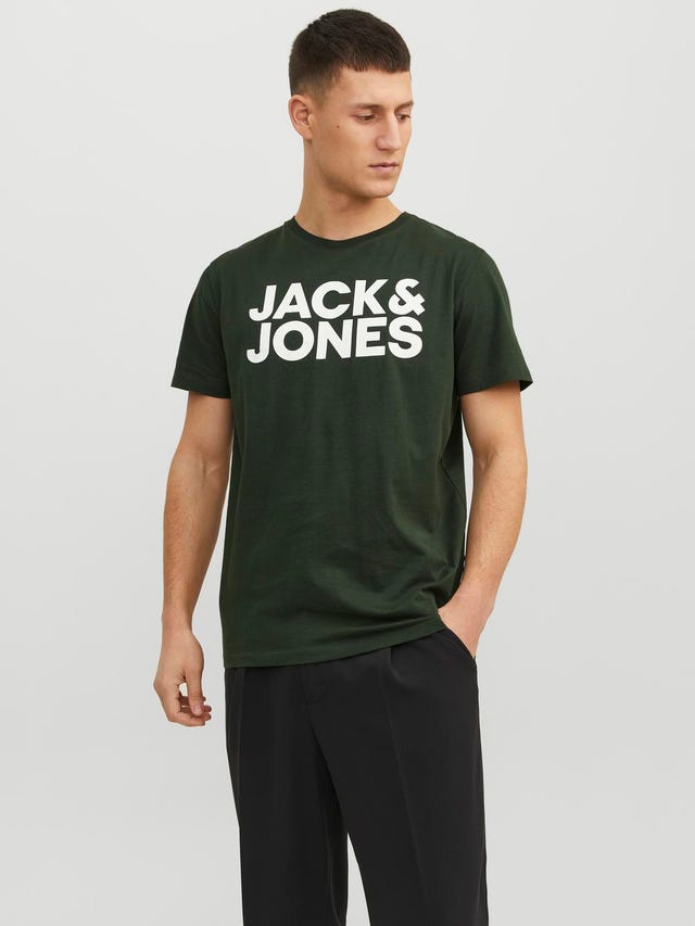Jack & Jones Logo Ümmargune kaelus T-särk - 12151955