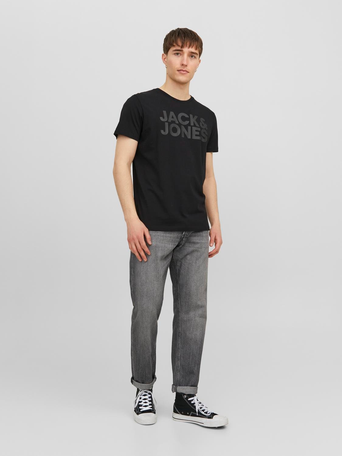 Jack & Jones Z logo Okrągły dekolt T-shirt -Black - 12151955