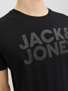 Jack & Jones Logo Kruhový výstřih Tričko -Black - 12151955