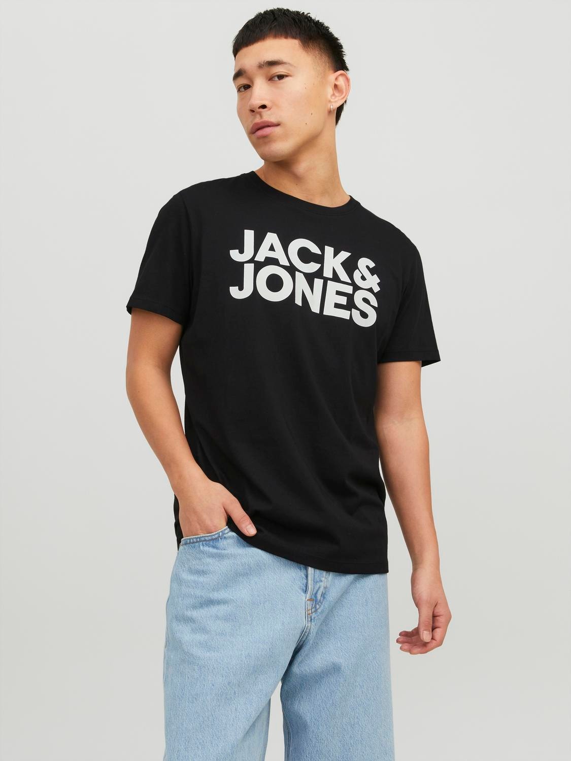 Jack & Jones Logotipas Apskritas kaklas Marškinėliai -Black - 12151955