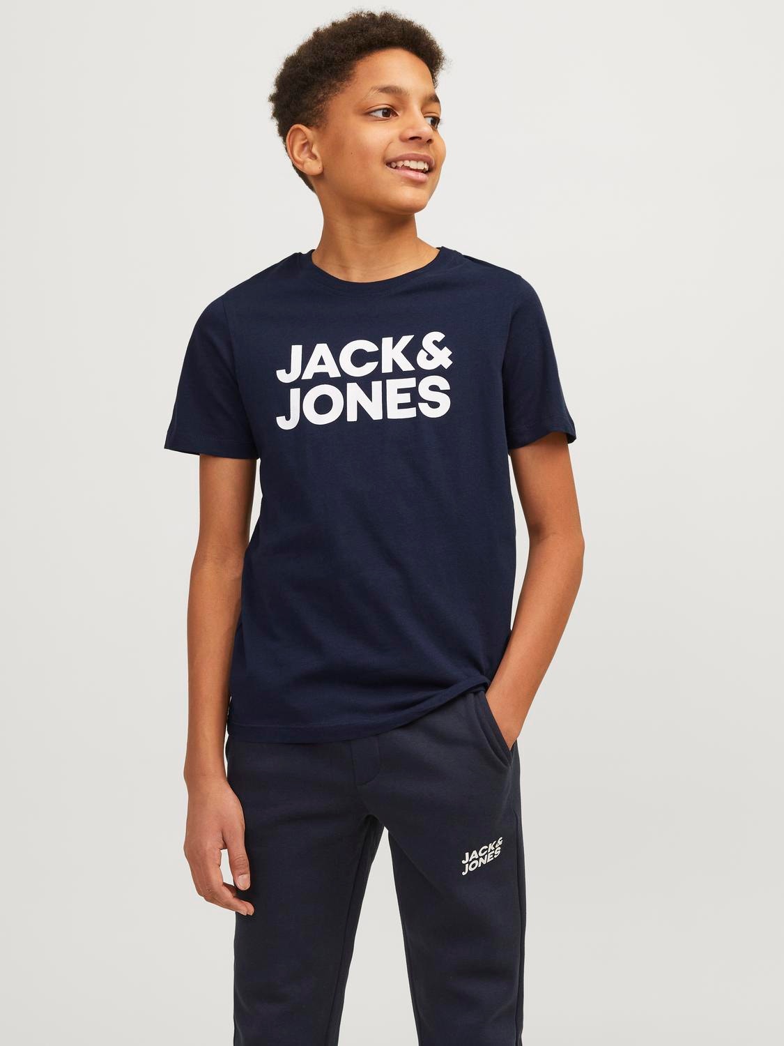 Jack & Jones Logo Tričko Junior -Navy Blazer - 12152730