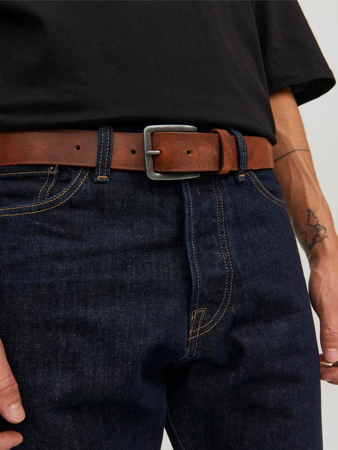 Jack & Jones Leather Belt -Mocha Bisque - 12152757