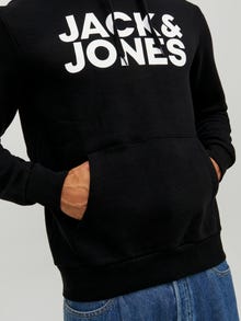 Jack & Jones Logotipas Megztinis su gobtuvu -Black - 12152840