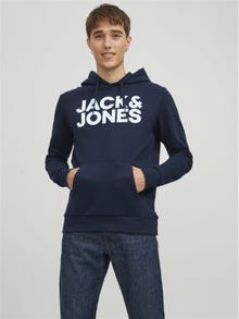 Jack & Jones Logo Mikina s kapucí -Navy Blazer - 12152840
