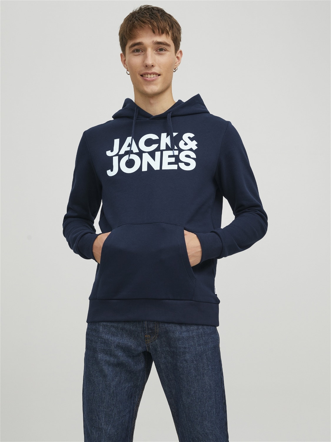 Jack & Jones Logo Mikina s kapucí -Navy Blazer - 12152840