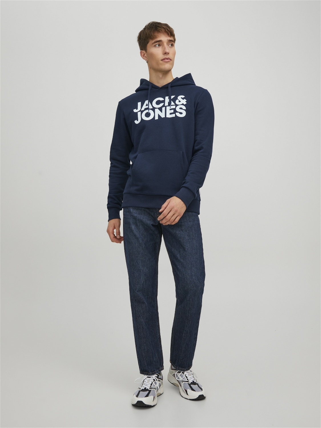 Jack & Jones Logotipas Megztinis su gobtuvu -Navy Blazer - 12152840