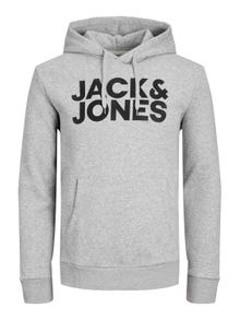 Jack & Jones Logo Hættetrøje -Light Grey Melange - 12152840