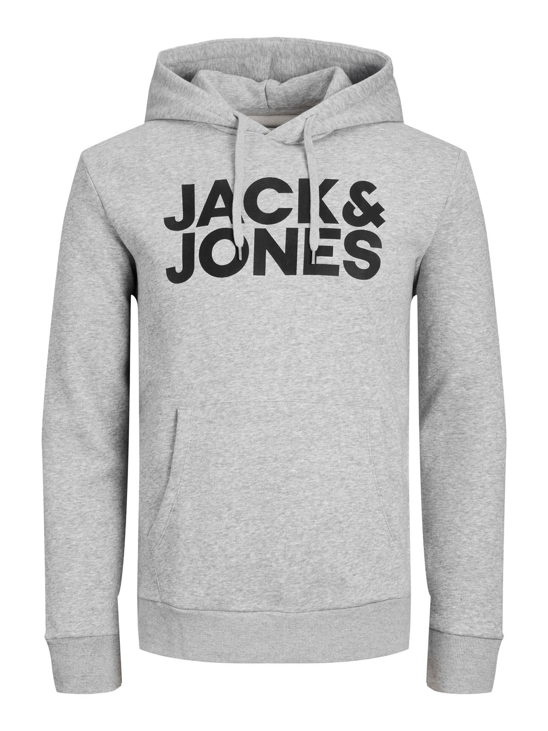 Jack & Jones Logo Hoodie -Light Grey Melange - 12152840