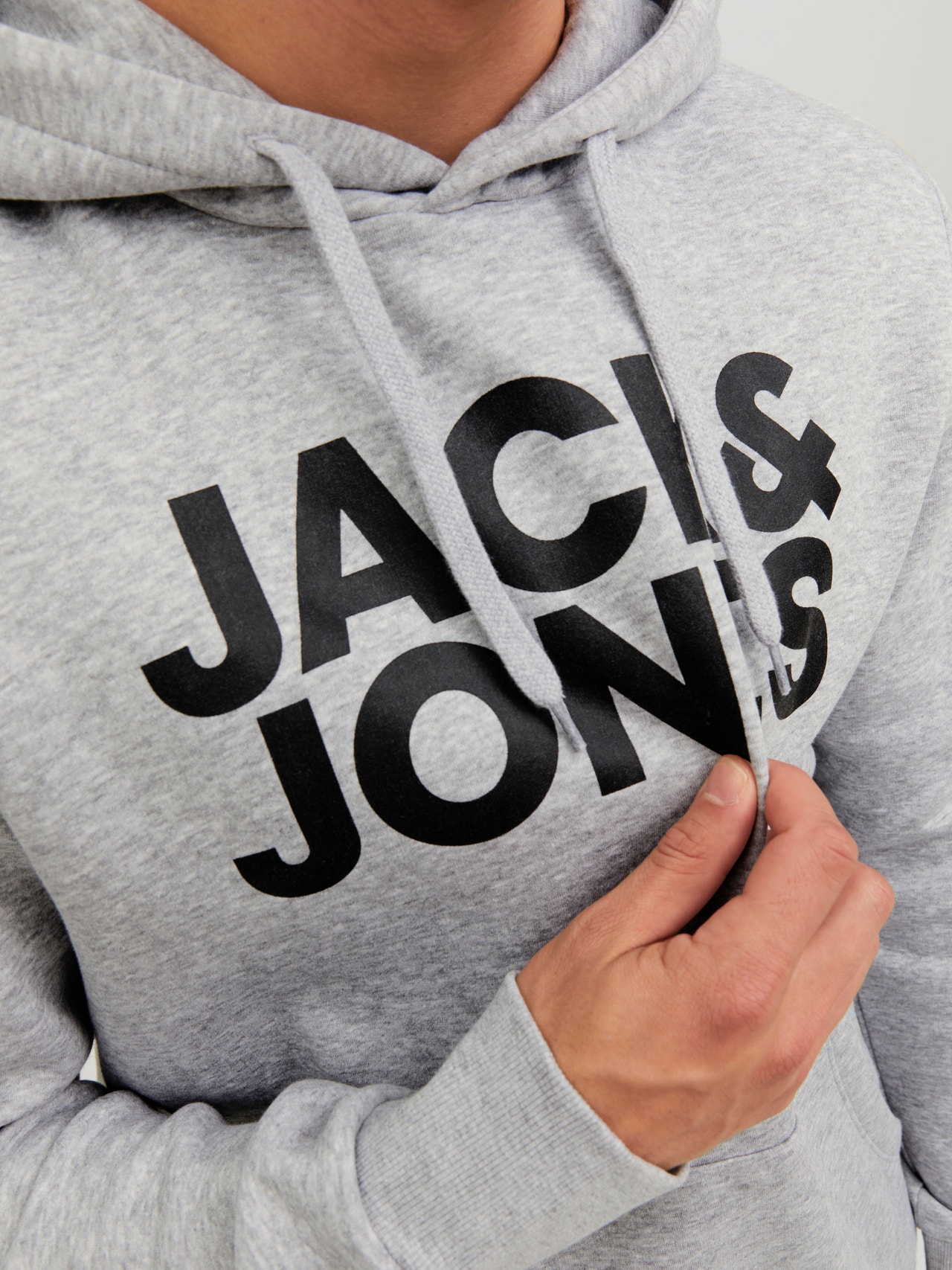 Jack & Jones Logo Hættetrøje -Light Grey Melange - 12152840