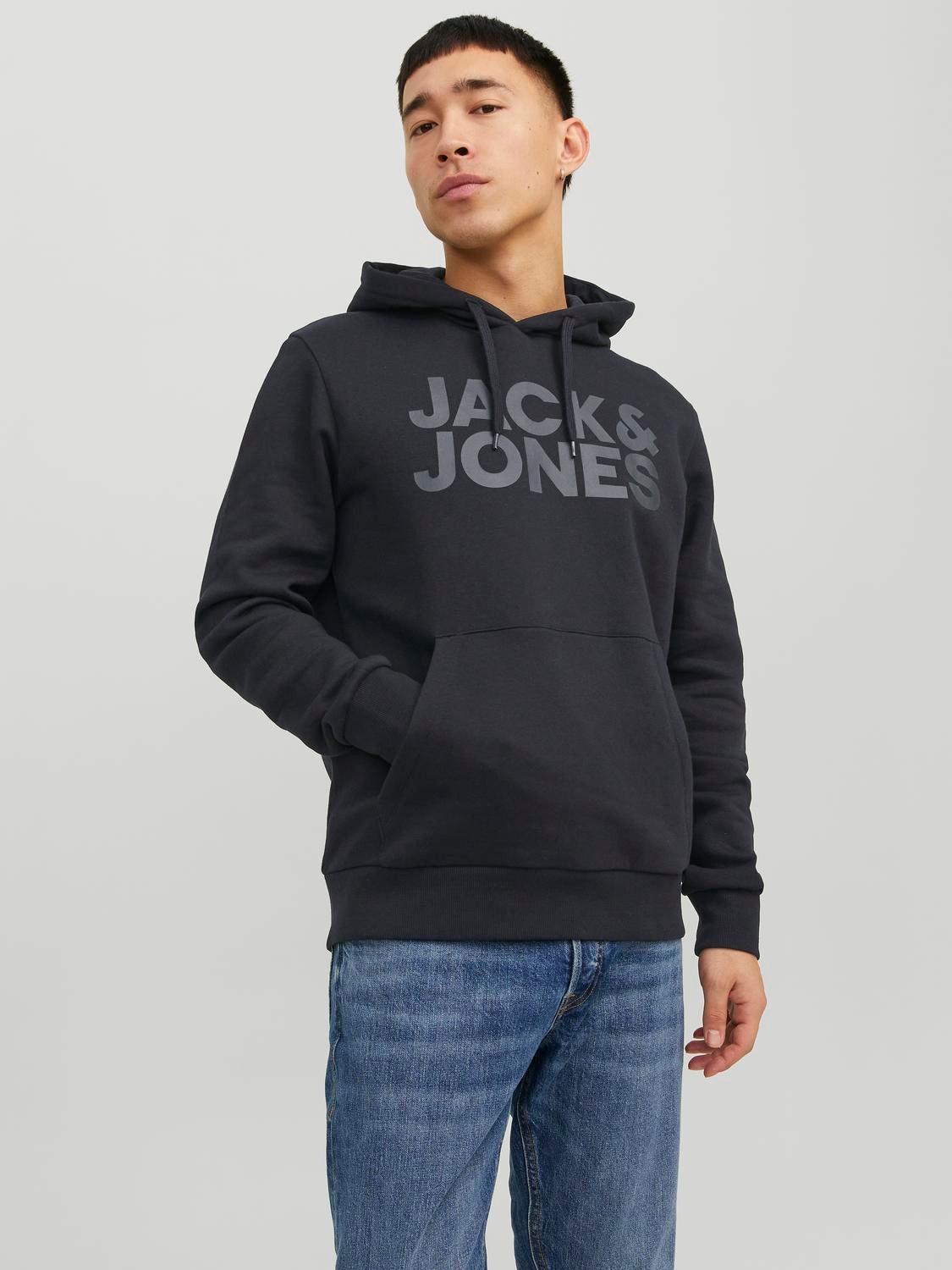 Jack & Jones Logo Kapuutsiga pusa -Black - 12152840